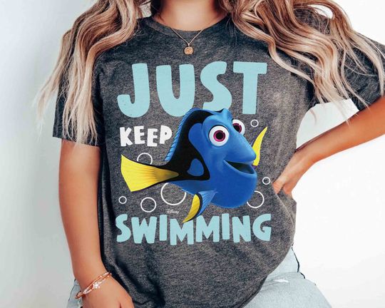 Disney Finding Dory Just Keep Swimming Graphic T-Shirt, Nemo Marlin Dory Bruce Crush Tee, WDW Magic Kingdom Disneyland Vacation Gift