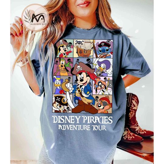 Mickey & Friends Stitch Chip Dale Disney Pirates Of The Caribbean Shirt, Adventure Tour Disney Family Cruise Vacation 2025, Disney Trip Tee