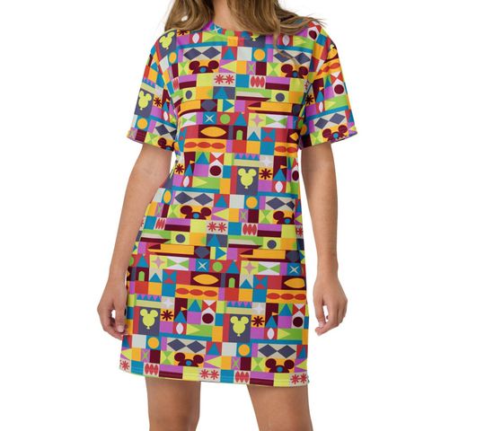 Magical Popcorn Box Dress, T-shirt Dress, Plus Size Dress, Mouse Ears, Monorail, Theme Park Dress