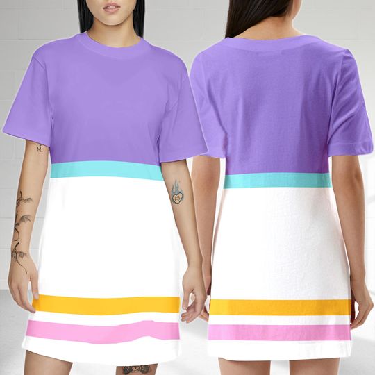 Daisy Duck T-Shirt Dress, Mickey Mouse Movie T-Shirt Dress, Daisy Character Mickey Mouse Dress, Daisy Duck Dress Gift, Gift For Mom