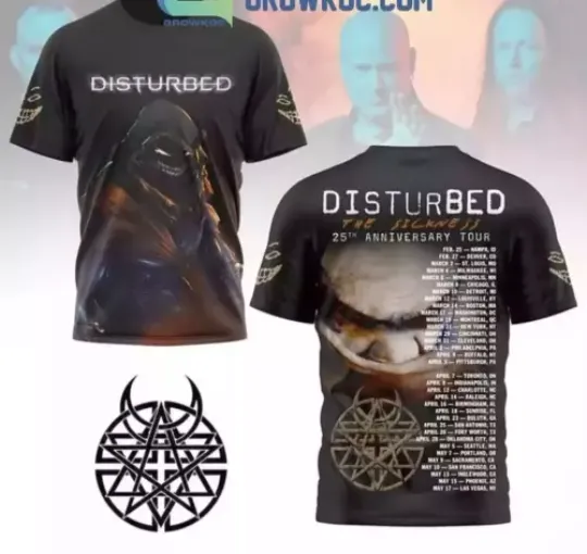 Disturbed The Sickness 25th Anniversary Tour 2025 3D T-Shirt Men Women shirt
