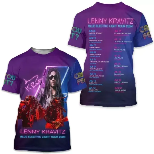 Lenny Kravitz Blue Electric Light Tour 2024 Fan 3D Shirt