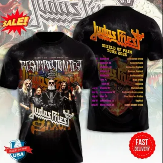 2025 Tour Judas Priest 3D T-Shirt