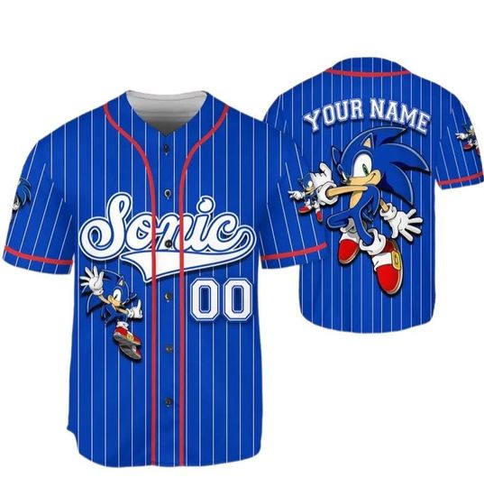 Personalized Sonic Jersey Baseball, Custom Sonic Jersey, Funny Sonic Jersey, Sonic Party Jersey, Sonic Birthday Gift