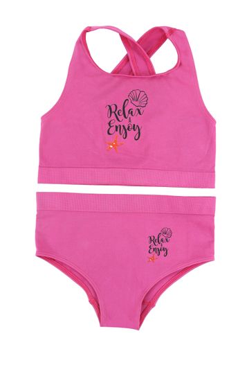 Relax Enjoy Pink Bikini, Baby Summer Swimwear, Two Piece Baby Girls Bikini, Colorful Swimsuit For Girl, Baby Outfit, Infant Bathing Suit