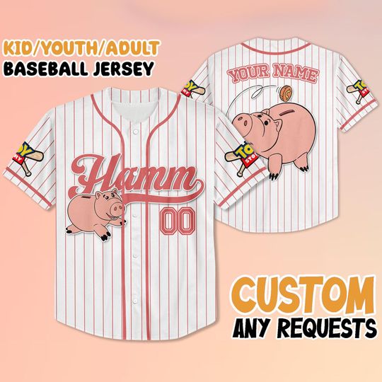 Custom Disney Toy Story Hamm Baseball Jersey, Disney Toy Story Hamm Jersey, Disney Baseball Team Outfit