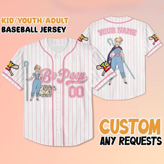 Custom Disney Toy Story Bo Peep Baseball Jersey, Disney Toy Story Bo Peep Jersey, Disney Baseball Team Outfit