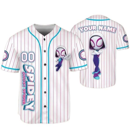 Custom Disney Spidey and Friends Gwen Ghost Spider Baseball White, Custom Spiderman Baseball Jersey Outfit, Birthday Gift for Fan Family