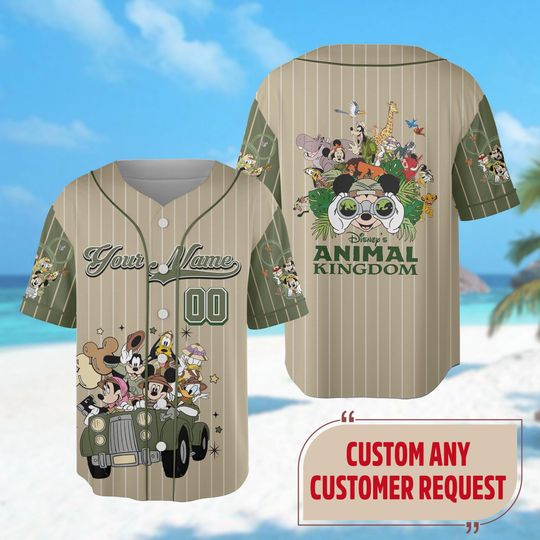 Custom Animal Kingdom Baseball Jersey, Leopard Hakuna Matata Jersey Team, Magic Kingdom Shirt, Mickey Mouse and Friends Family Trip Shirt