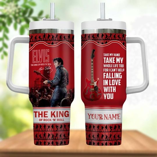 Elvis Presley 40oz Tumbler, King Of Rock Music Tumbler Cup, Custom Elvis Tumbler With Straw, Elvis Presley Tour 2025 Drinkware Tumbler