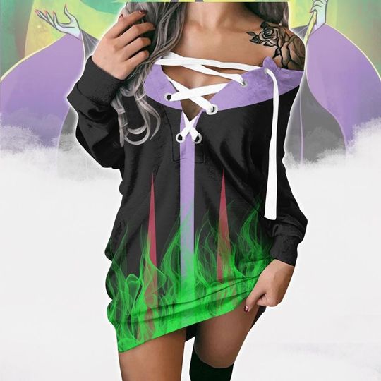 Discover Maleficent Cross Sweater Dress, Disney Maleficent Women Sweater Dress, Bad Witch Cross Sweater, Halloween 2024 Dress, Gift For Her