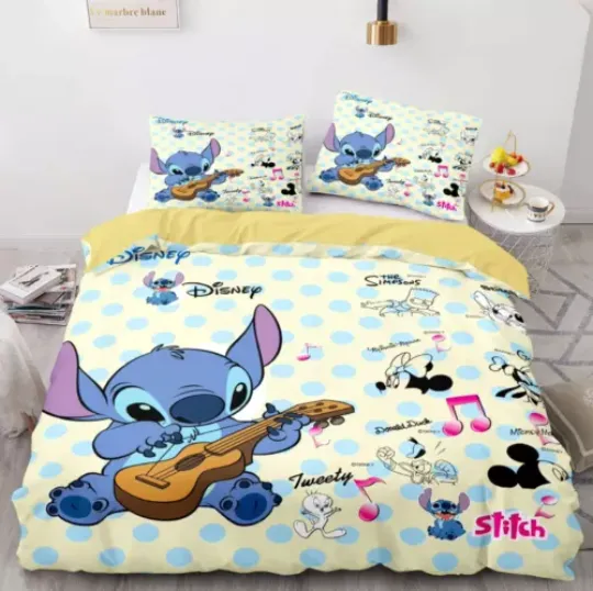 Lilo & Stitch Bedding Sets Kids 3D Stitch Duvet Cover Pillowcase Bed Set