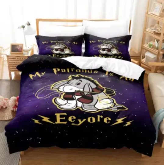 Disney Eeyore Bedding Set Cartoon Pooh Bear Pillowcase Bed Spead Bedroom Duvet