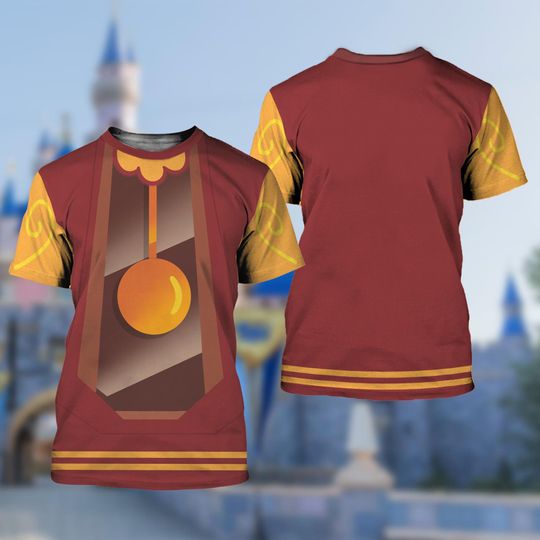 Cogsworth Costume T-Shirt, Beauty And The Beast Halloween Cosplay Costume 3D Shirt, Cogsworth Clock Summer Trip Costume Hoodie