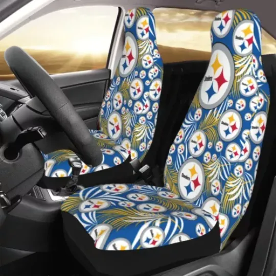 2pcs Pittsburgh Steeler Elastic Car Seat Covers Printed Seat Cover Universal