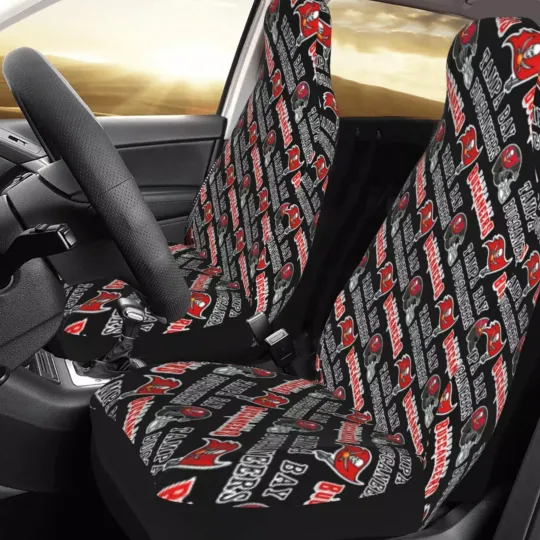 2pcs Car Seat Covers Universal Tampa Bay Buccaneers Car Front Rear Protectors