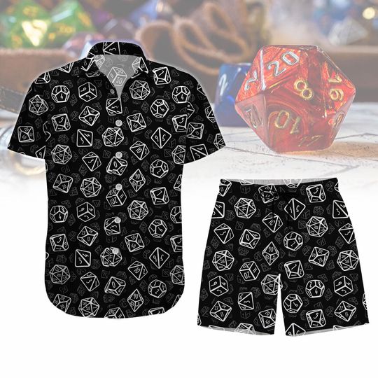 Dungeons And Dragons Button Shirt, Dnd Hawaiian Short, Dungeons And Dragons Tee, Dnd Hawaiian Shirt, Dice Shirt For Man, Gift For Gamer