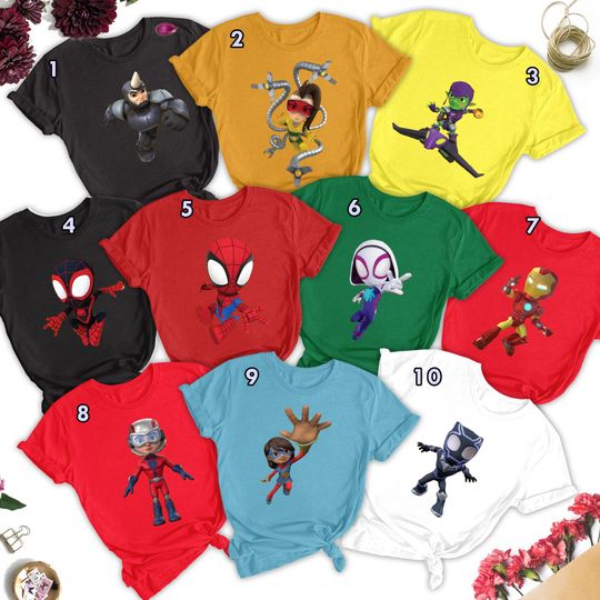 Custom Spidey And His Amazing Friends T-shirt, Personalized Spidey Family Hero Costume Matching Shirt, Spiderman Movie Halloween Shirt
