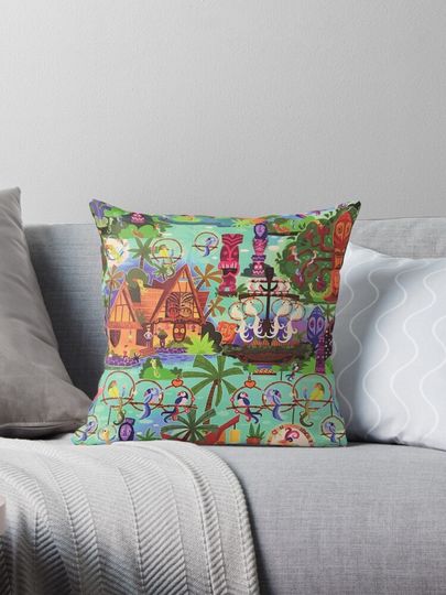 The ORIGINAL Enchanted Tiki Room Collage Pillow
