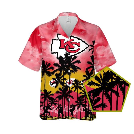 Kansas City Football Team Hawaiian Shirt, Button-Down Aloha Shirt, Summer 2024 Trend, Best Gift for Fans