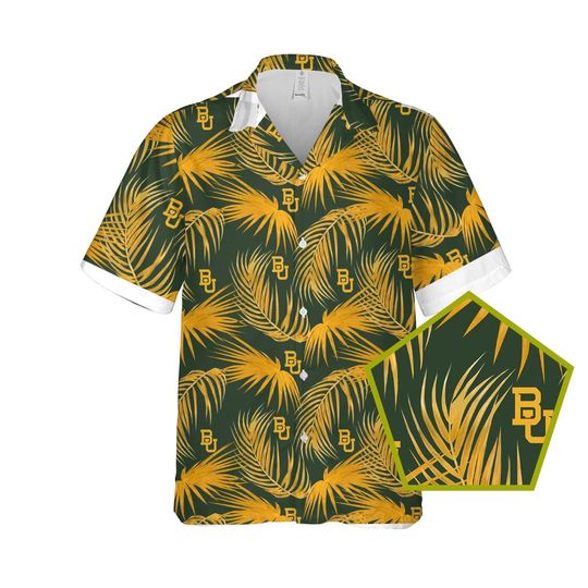 Baylor Bears Hawaiian Shirt, College Team Button-Up, NCAA Tropical Aloha Shirt, Summer Game Day Outfit