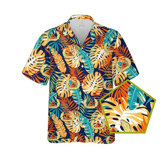 Delta Airlines Pilot Cap Badge Hawaiian Shirt | Summer Holiday Shirt | Travel Shirt | Beach Button Down Shirt | Gift for Pilot