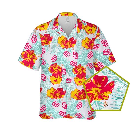 Baseball Team Hawaiian Shirt, Floral Game Day Aloha Shirt, Tropical Button Down, Unisex Summer Beachwear, Fan Gift