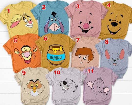 Winnie The Pooh T-Shirt, Disney Pooh Tiger Piglet Eeyore Shirt, Disney Group Shirt, Pooh Costume Halloween Family Group Shirt