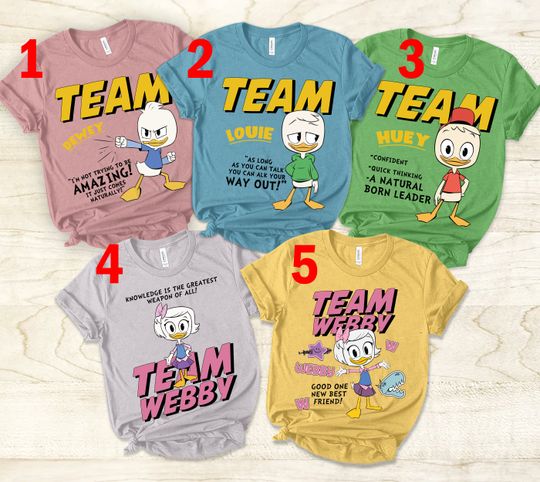 Funny Disney DuckTales Team Matching Shirt/Huey Dewey Louie Webby Shirt/Magic Kingdom Trip/Disneyland Disney World Family Vacation