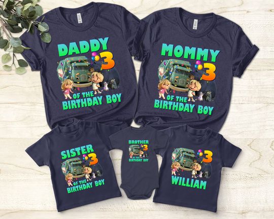 Personalized Trash Truck Birthday Shirt, Trash Truck Family Matching Shirt, Custom Trash Truck Bday Shirt
