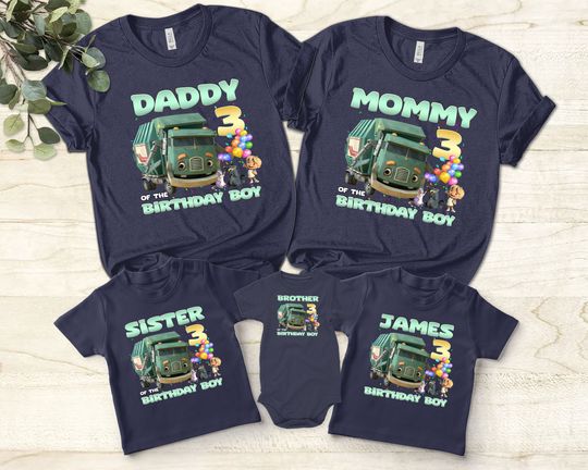 Trash Truck Shirt,Personalized Trash Truck Birthday Shirt,Trash Truck Matching Shirt,Birthday BoyGirl Shirt,Birthday Gifts
