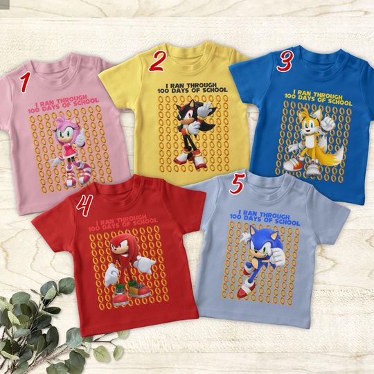 Sonic the Hedgehog Through 100 Days Of School Shirt, Sonic 100 Days Of School, Sonic Hedgehog 100th Day Kindergarten Teacher Shirt