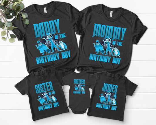Personalized Haunted Mansion Birthday Family T-Shirt, Haunted Mansion Shirt, Disney Halloween Party Shirt, Custom Dad Mom Name Kid Shirt