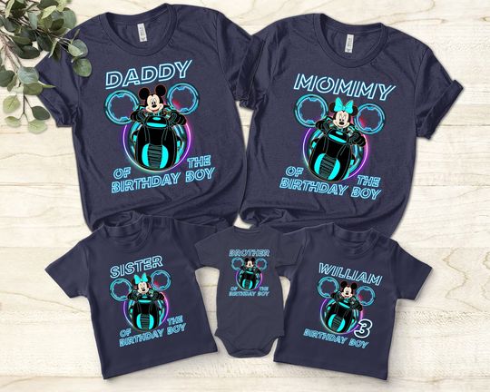 Disney Tron Lightcylce Run Birthday Shirt, Custom Daddy Mommy Tron Legacy Family Matching Shirt, Mickey Tron Lightcylce Run In Magic Kingdom