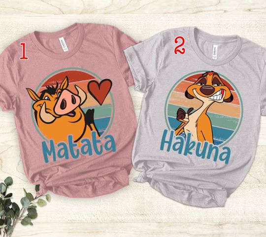 Disney The Lion King Timon Pumba Hakuna Matata Unisex T-shirt, Disney Couples Matching Shirt, Family Birthday Gift Adult Kid Toddler T-Shirt