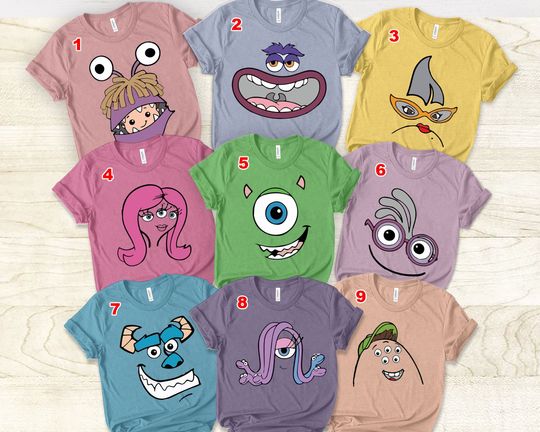 Custom Disney Monsters, Inc Characters Unisex T-shirt, Mike Wazowski Boo Sullivan Rex Birthday Shirt, Disney Family Birthday Shirt Gift