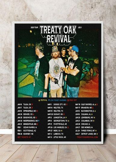 Discover Treaty Oak Revival 2025 tour Home Decor Poster