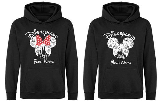 Personalized Disneyland Paris Mickey Mouse Minnie Mouse Hoodie, Disneyland 2025 Custom Your Name Hoodie, Vacation Disneyland Trip Hoodie Top