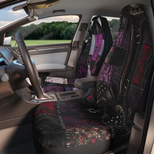 His and Hers Goth Car Seat Covers, Bohemian Auto Accessories, Car Decor for Dark Aesthetic, Unique Gifts for Car Lover, Road Trip Essentials