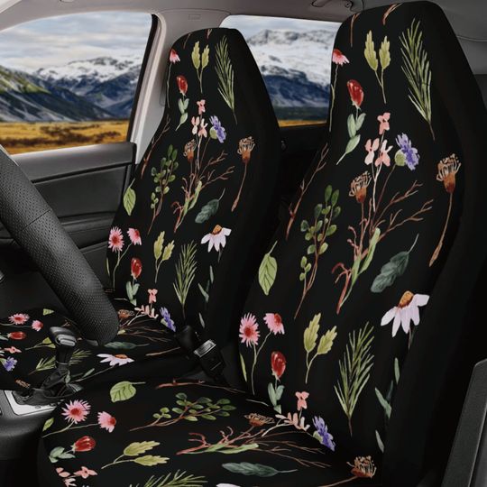 Discover Cottagecore Boho Daisy Car Seat Covers Car Accessories For Women Boho Steering Wheel Cover Cute Car Accessories Interior Floral Seat Covers