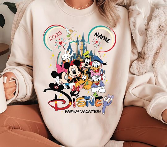 Personalized Disney Family Trip Sweatshirt 2025, Disneyland Trip Sweatshirt, Disneyworld Family Vacation Sweater, Disney 2025 Trip Shirt