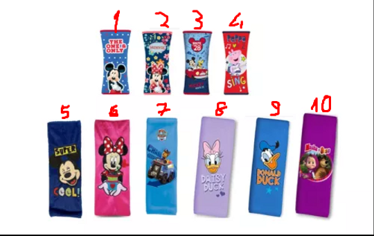 Disney Car Seat Belt Protectors Pads Kids Baby Minnie, Mickey, Paw Patrol, Daisy
