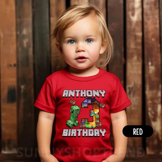 Discover Custom Game Boy Birthday Shirt Mine Birthday Shirt Party Outfit Kids Birthday Personalized Birthday Tee Gift for Boy Family Matching
