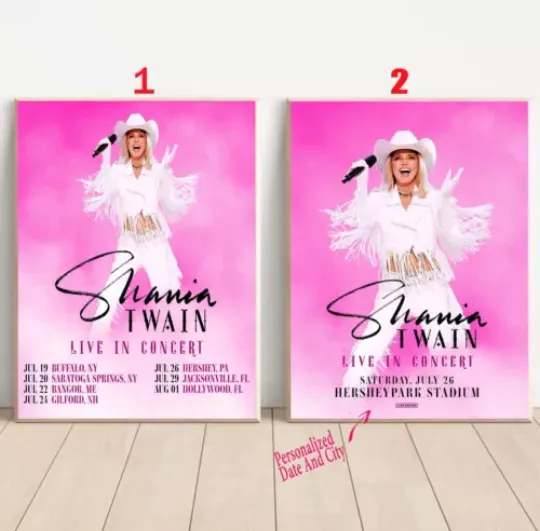 Custom Shania Twain announces final summer 2025 Tour US Poster