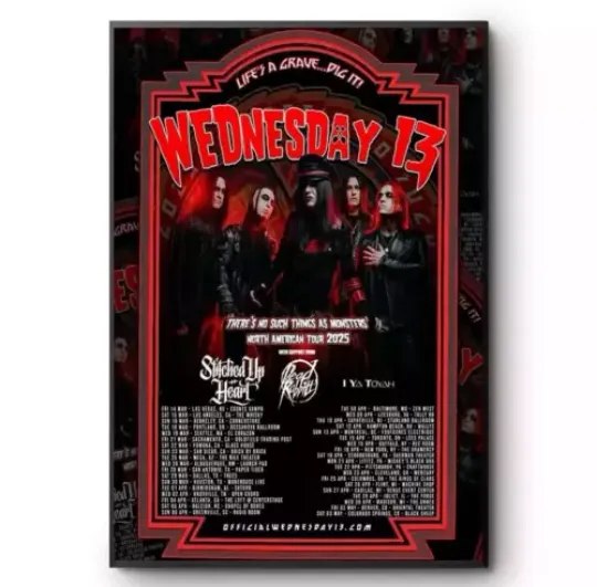 Wednesday 13 Tour 2025 Poster, Poster Gift Fans