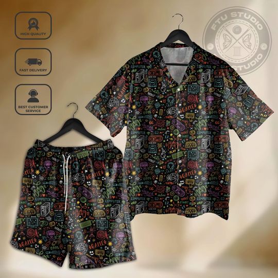 Discover Game Equipment Geometric Hawaiian Shirt Game Party Video Game Gifts