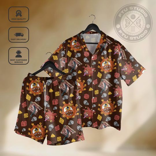 DnD Monster Hawaiian Shirt Shorts Dungeon Master Game Party Shirt Mimic Gifts