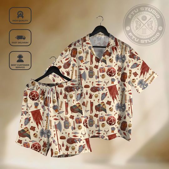 Barbarian Hawaiian Set Dungeon Character Shirt Fantasy Game Gifts