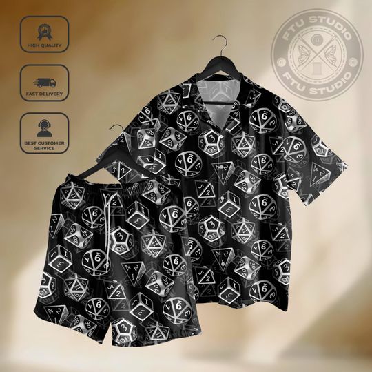 Dice Black Set Hawaiian Shirt Dungeon Master Mystic Shirt DD Button up Shirt Gifts