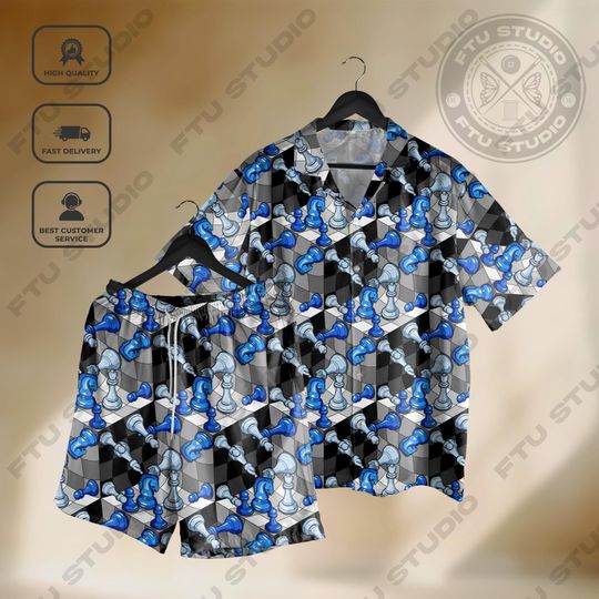 Chess Blue Set Hawaiian Shirt Board Game Shirt Funny Game Table Chess Gifts